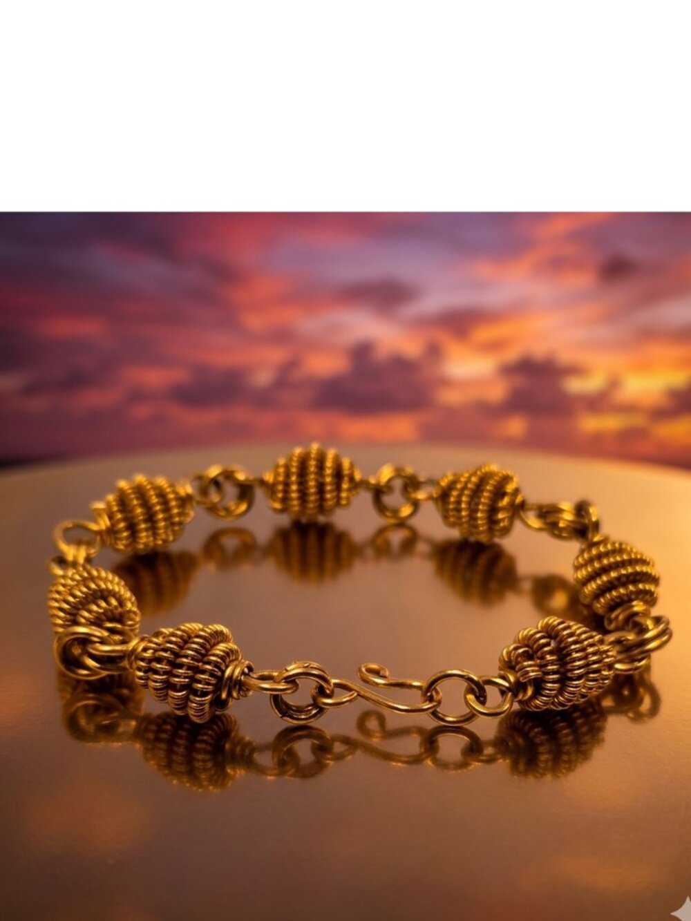 Gold Tone Spiral -Coil Link Bracelet